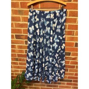 Y2K Blue Butterfly Whimsical Midi Skirt Fairy Grunge Flowy Size L
